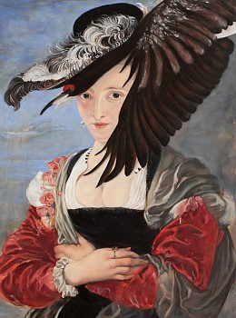 Work: Andrea Hornick Fashionable Goose Accompanies Flighty Mistress For LateAfternoon Stroll, 2009 oil on panel 11 x 14 1/2 inches HORN036