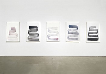 Agnes Barley -&nbsp;Continuous Strokes Installation, 2022 acrylic  on paper 40 x 30 inches / 47 1/2 x 33 1/2 inches framed each