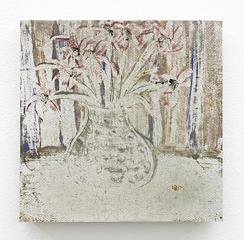 Poogy Bjerklie -&nbsp;Cut Flowers, 2025 oil on paper mounted on wood panel 12 x 12 inches BJE227