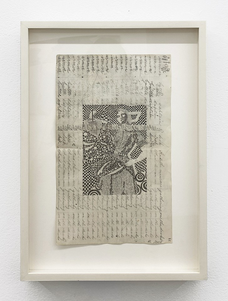 Roz Leibowitz
Armor, 2008
LEIB074
pencil on vintage writing tablet, 13 1/2 x 8 inches / 20 x 14 inches framed