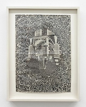 Work:&nbsp;The Glass House, 2006 pencil on vintage paper 19 x 13 inches / 23 x 17 1/2 images framed LEIB035