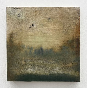 Work: Poogy Bjerklie Just like that, 2025 oil on paper mounted on wood panel 14 x 14 inches BJE229