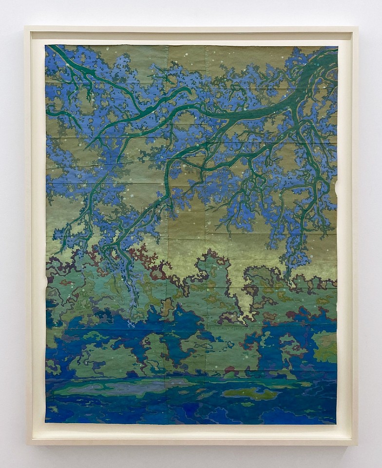 Maysey Craddock
Moon-pool, Tree-song, 2025
CRADD122
gouache, flashe, and thread on found paper, 48 x 36 inches / 52 1/2 x 40 1/2 inches framed