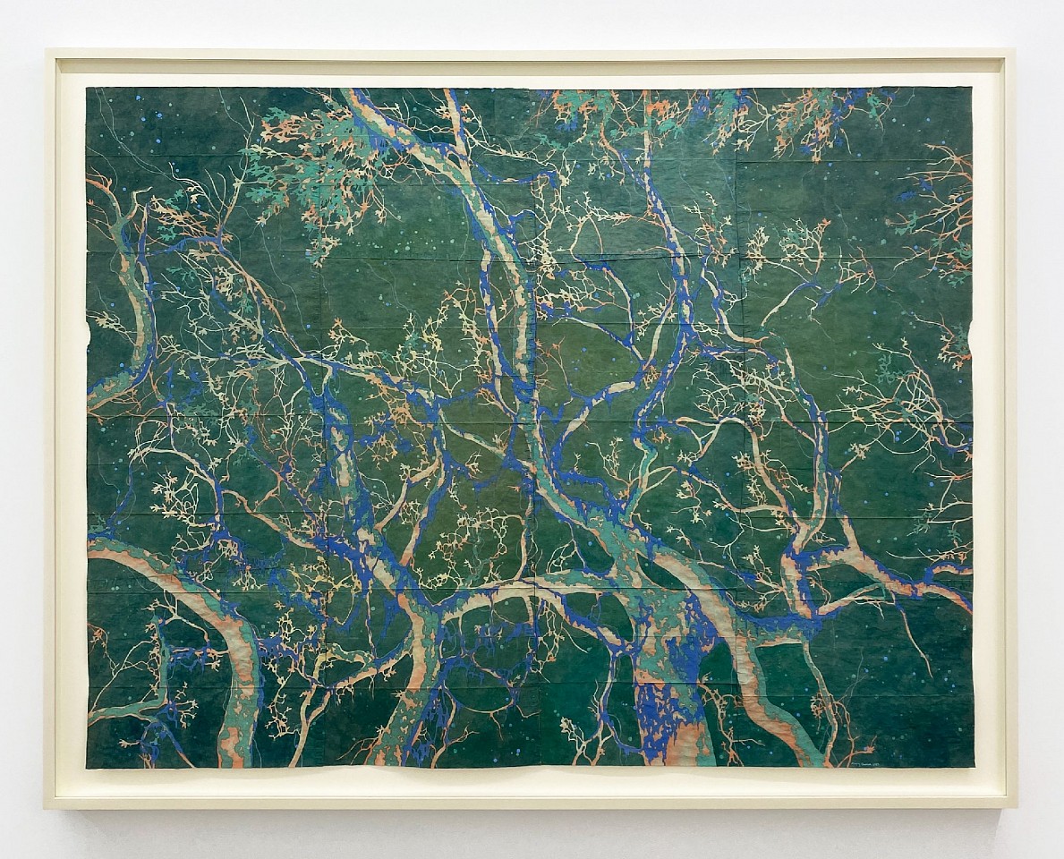 Maysey Craddock
The Silence of a Coral Sea, 2025
CRADD128
gouache, flashe, and thread on found paper, 47 3/4 x 62 inches / 52 3/4 x 68 inches framed