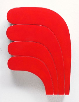 Andrew Zimmerman -&nbsp;Red (2026.8), 2026 acrylic paint and epoxy resin on wood 15 x 11 x 2 1/4 inches ZIM1258
