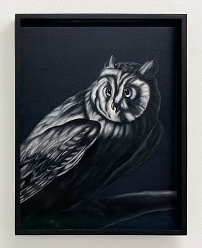 Shelley Reed -&nbsp;Alert (after Duranti), 2024 oil on paper 16 x 12 inches / 16 1/2 x 12 1/2 inches framed ree375