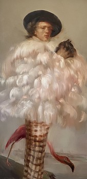 Sarah McRae Morton -&nbsp;The Plumb Line of Mingo County, 2026 oil on wood 48 x 24 inches / 49 x 25 inches framed SMM003