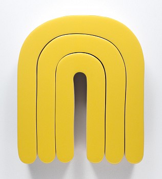 Work:&nbsp;Andrew Zimmerman Yellow (2026.40), 2026 acrylic and epoxy on wood 15 1/2 x 13 1/2 x 2 1/2 inches ZIM1319